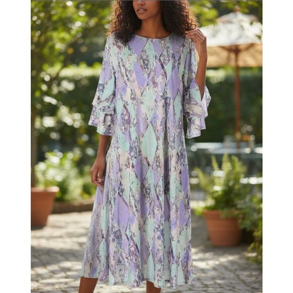 Diamond Patch Midi Boho Dress - Picture 1 of 6